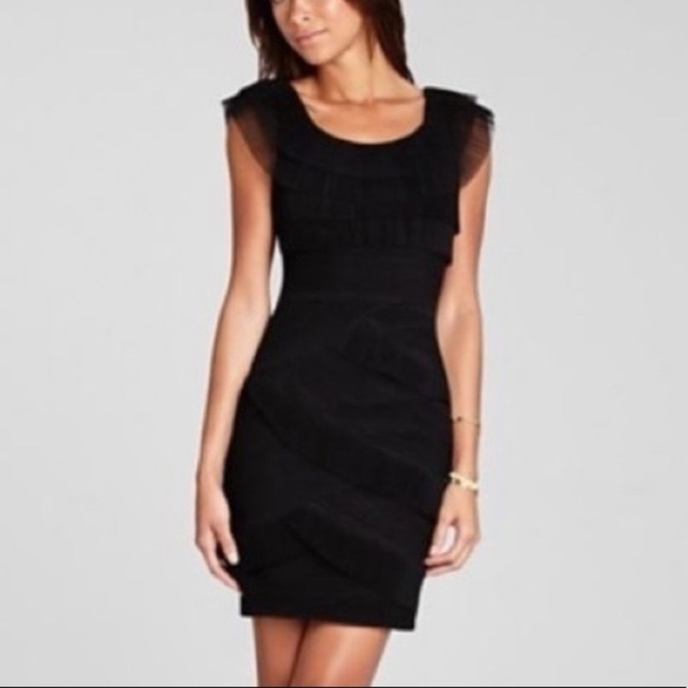 BCBGMaxAzria Black Bodycon Mini Dress Scoop Neck Sleeveless